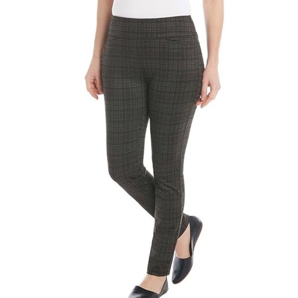 NWT Dalia Women's Tummy Control Pull On Ponte Pants Plaid Size 2X $80 EE074